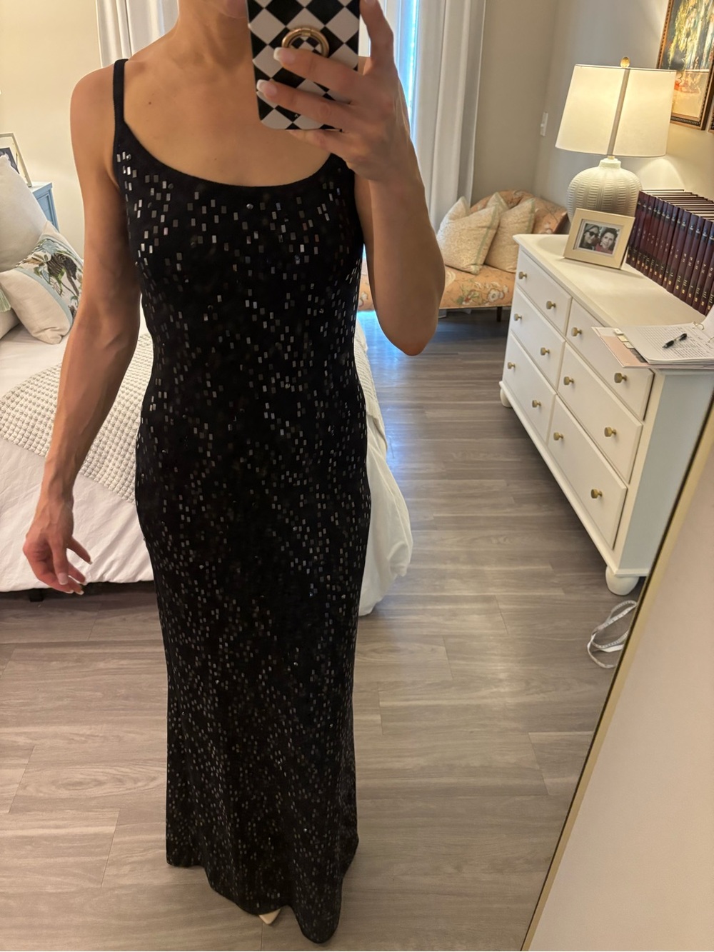 ✨ ST. JOHN Sequin Knit Gown - Black - NWT